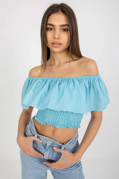 Women Blouse – Stretchable – Sleeveless - Blue -Guocali