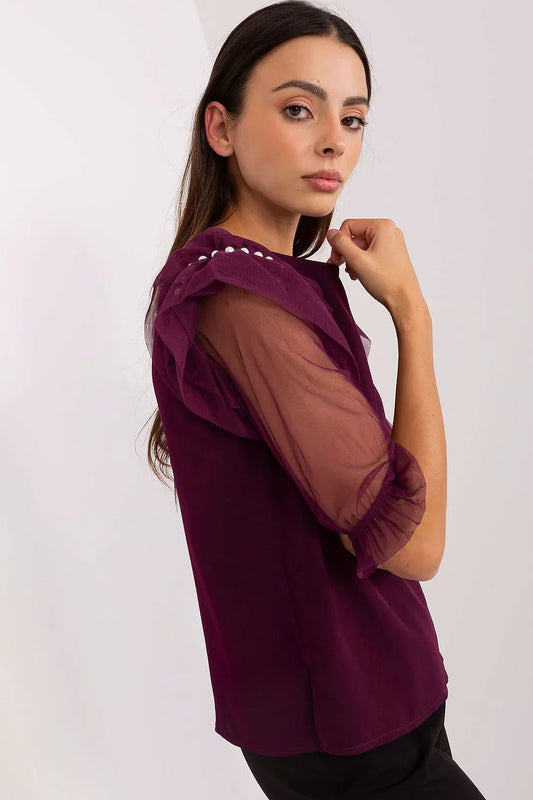 Women Blouse – Stretchable – Three-Quarter Sleeve - Purple -Guocali