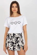 Women Boat-Neck Short-Sleeves T-Shirt – Stretchable, Black