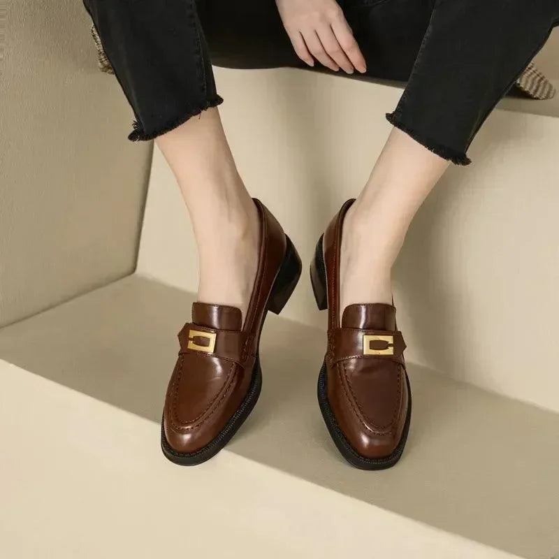 Women Casual Horse Bit Loafers - Slip-On Flat Shoes