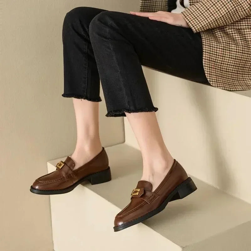 Women Casual Horse Bit Loafers - Slip-On Flat Shoes