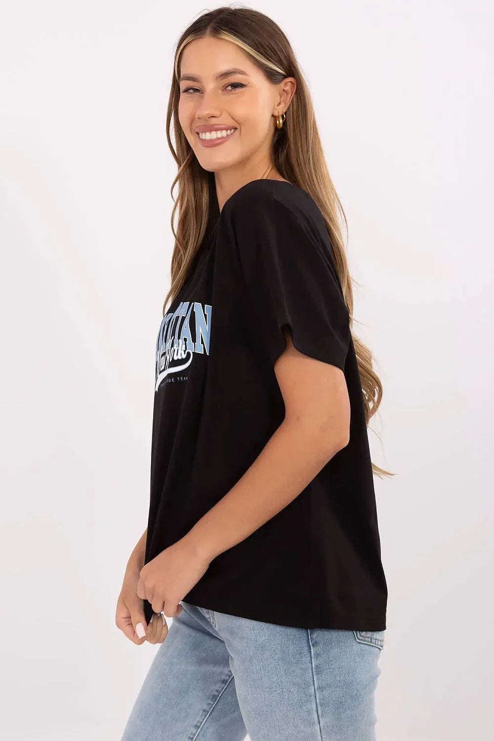 Women Crew-Neck Short-Sleeves T-Shirt – Breathable, Blue, White
