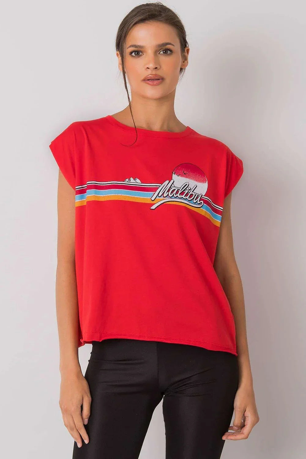 Women Crew-Neck Short-Sleeves T-Shirt – Breathable - Red, Multicolor -Guocali