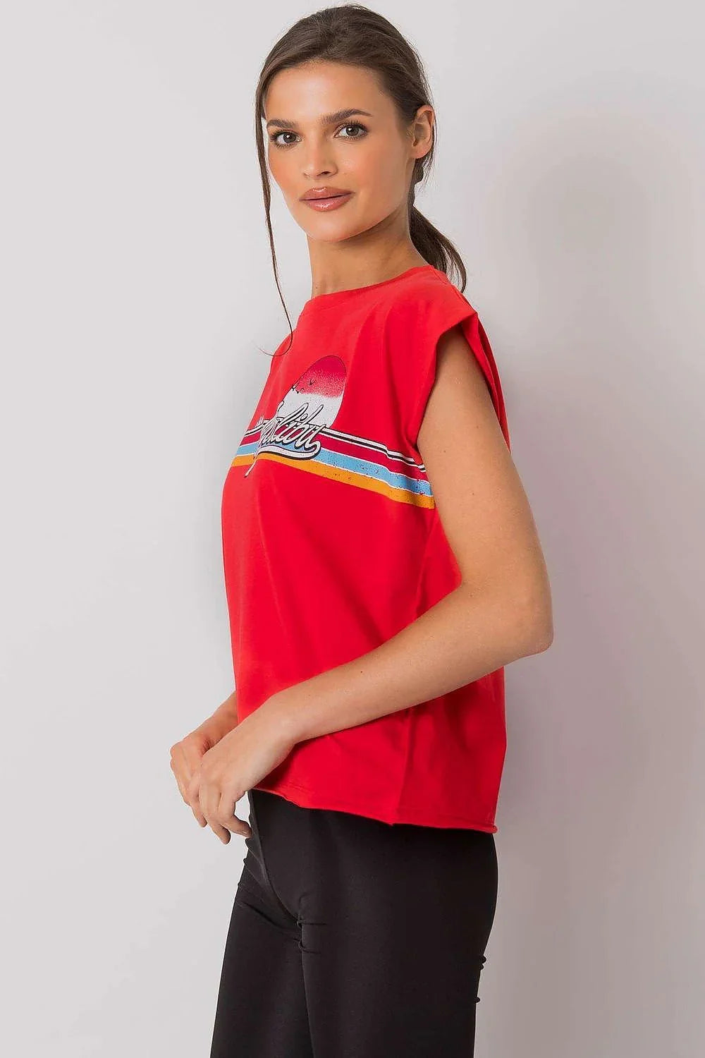 Women Crew-Neck Short-Sleeves T-Shirt – Breathable - Red, Multicolor -Guocali