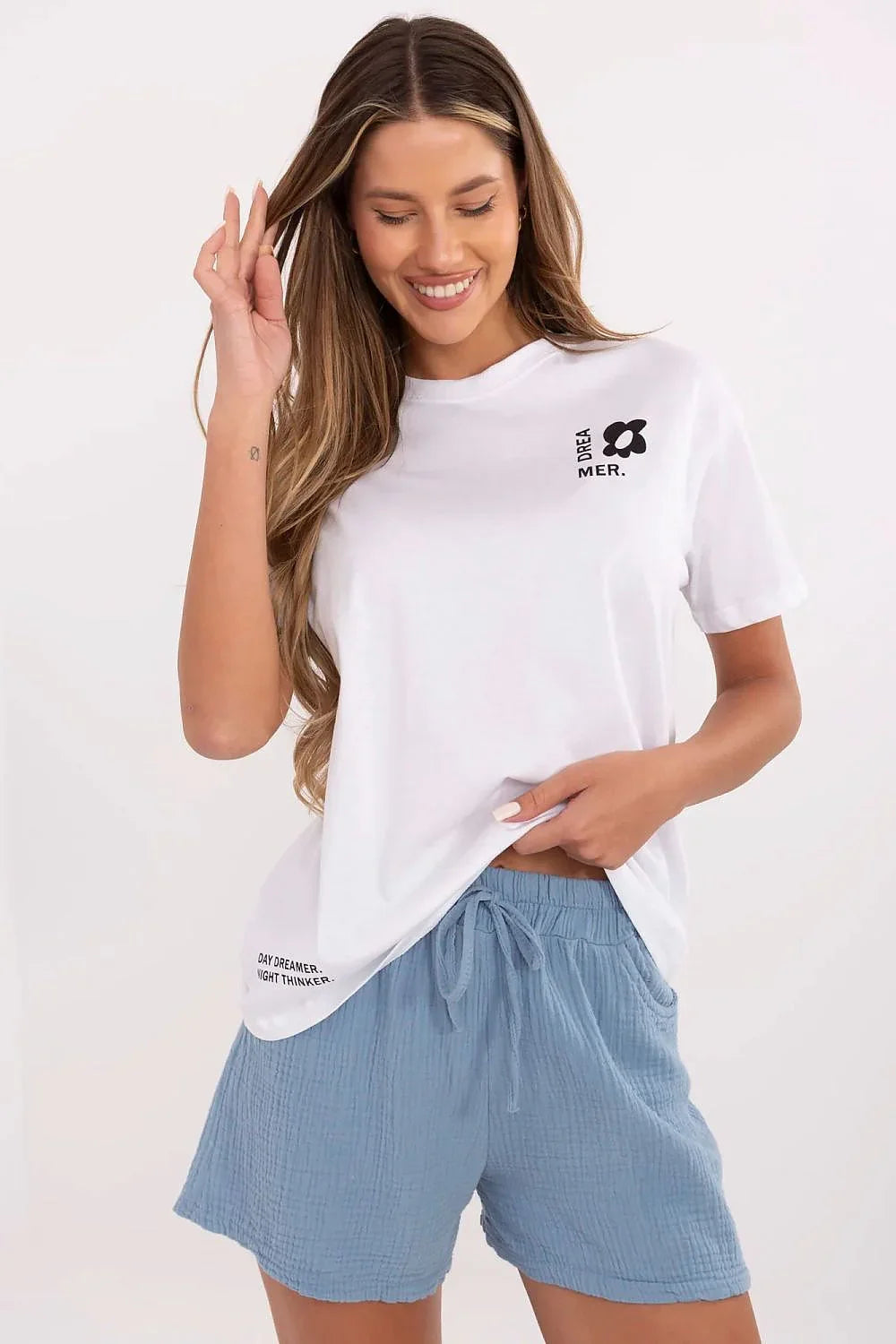 Women Crew-Neck Short-Sleeves T-Shirt – Breathable - White -Guocali
