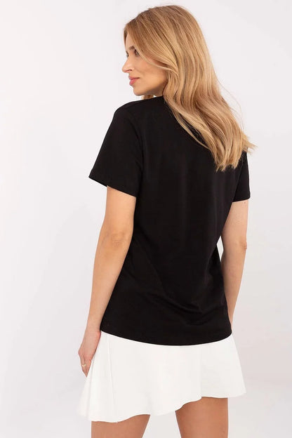 Women Crew-Neck Short-Sleeves T-Shirt – Stretchable - Black -Guocali