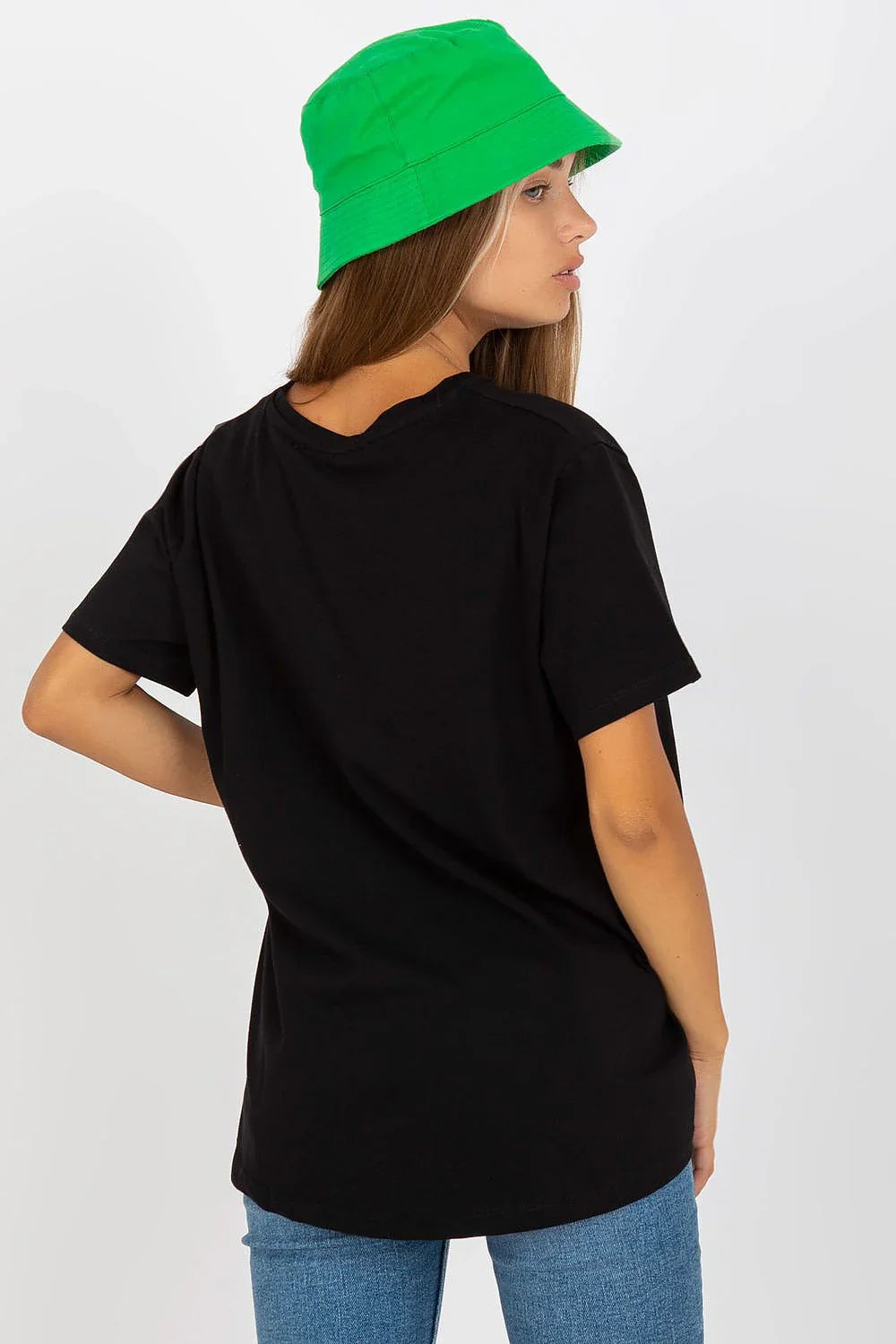 Women Crew-Neck Short-Sleeves T-Shirt – Stretchable - Black -Guocali