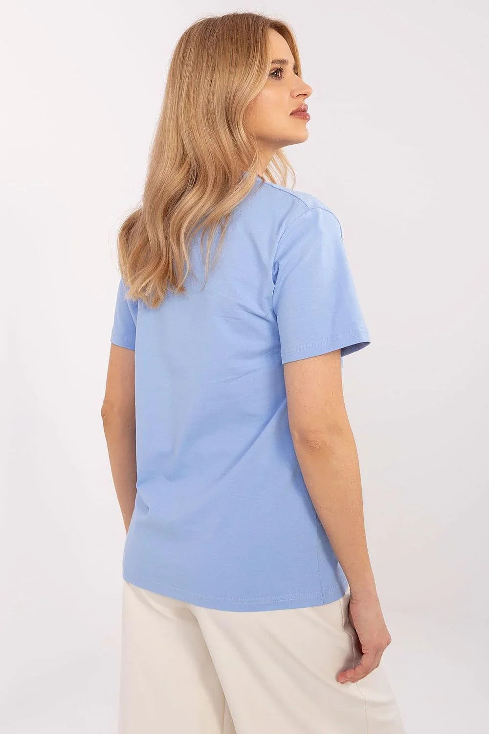 Women Crew-Neck Short-Sleeves T-Shirt – Stretchable - Blue -Guocali