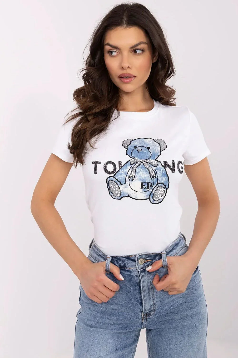 Women Crew-Neck Short-Sleeves T-Shirt – Stretchable, Blue, Black, Gray