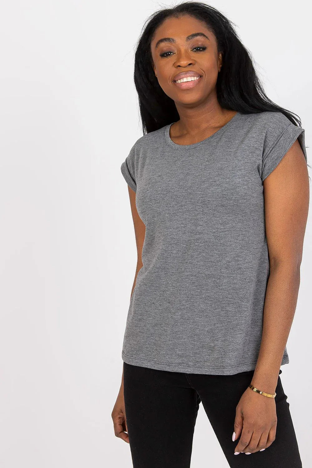 Women Crew-Neck Short-Sleeves T-Shirt – Stretchable - Gray -Guocali