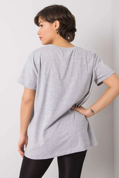 Women Crew-Neck Short-Sleeves T-Shirt – Stretchable - Gray, Multicolor -Guocali