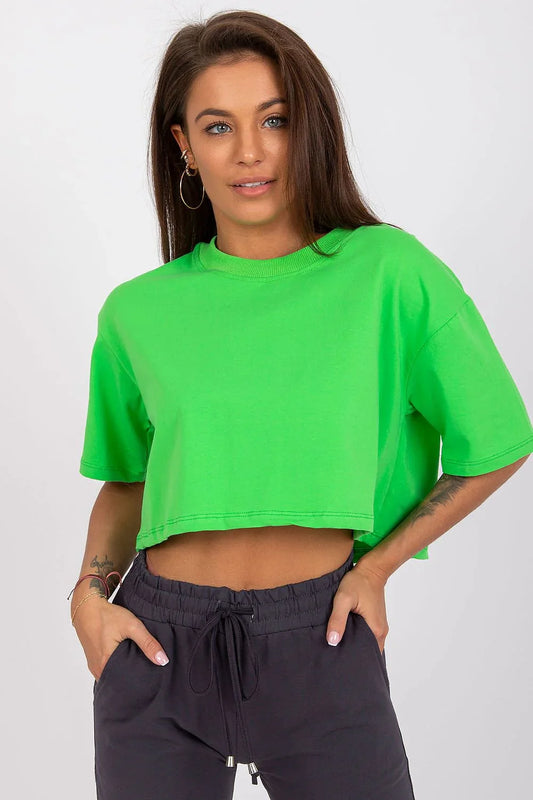 Women Crew-Neck Short-Sleeves T-Shirt – Stretchable - Green -Guocali