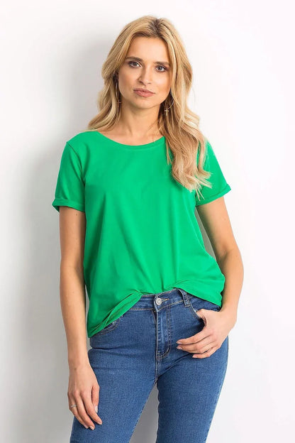 Women Crew-Neck Short-Sleeves T-Shirt – Stretchable - Green -Guocali