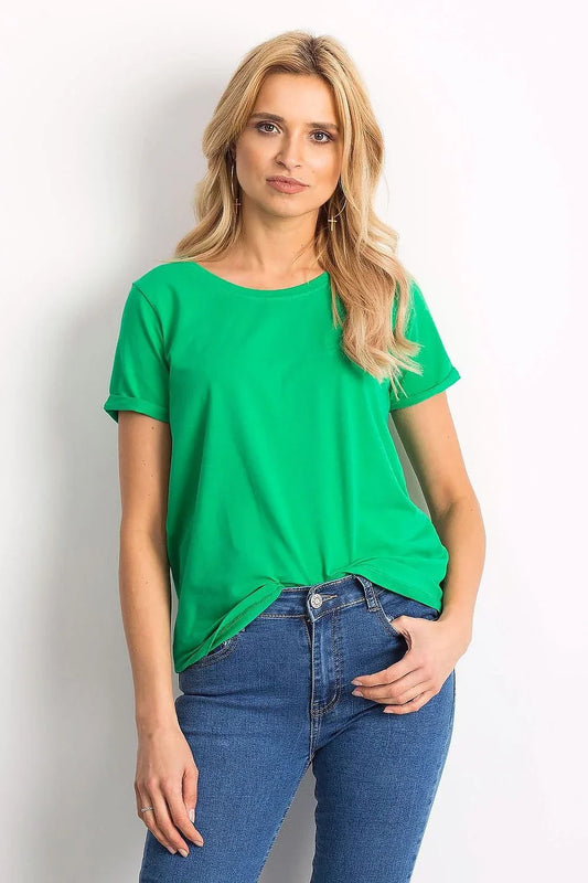 Women Crew-Neck Short-Sleeves T-Shirt – Stretchable - Green -Guocali