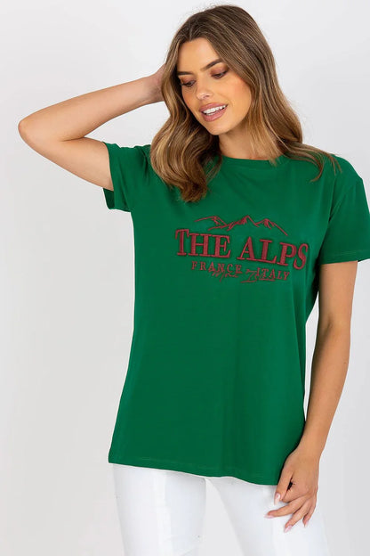 Women Crew-Neck Short-Sleeves T-Shirt – Stretchable - Green, Red -Guocali