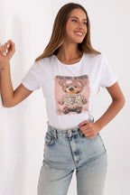 Women Crew-Neck Short-Sleeves T-Shirt – Stretchable, Multicolor, Beige, Brown, Gold