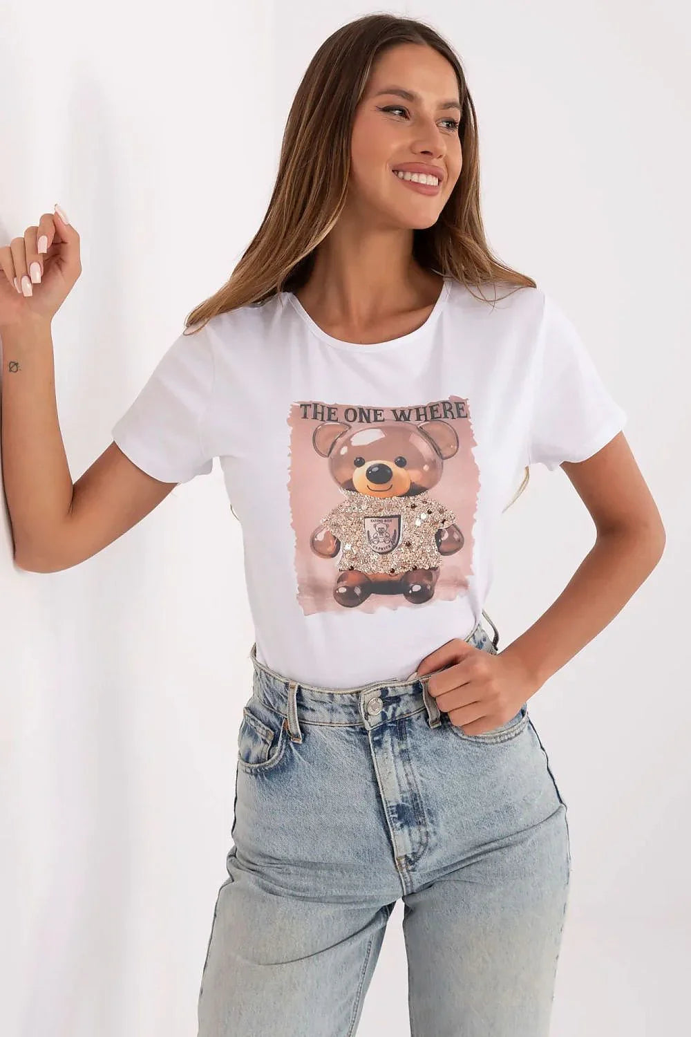 Women Crew-Neck Short-Sleeves T-Shirt – Stretchable, Multicolor, Beige, Brown, Gold