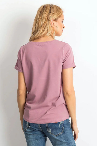 Women Crew-Neck Short-Sleeves T-Shirt – Stretchable - Pink -Guocali