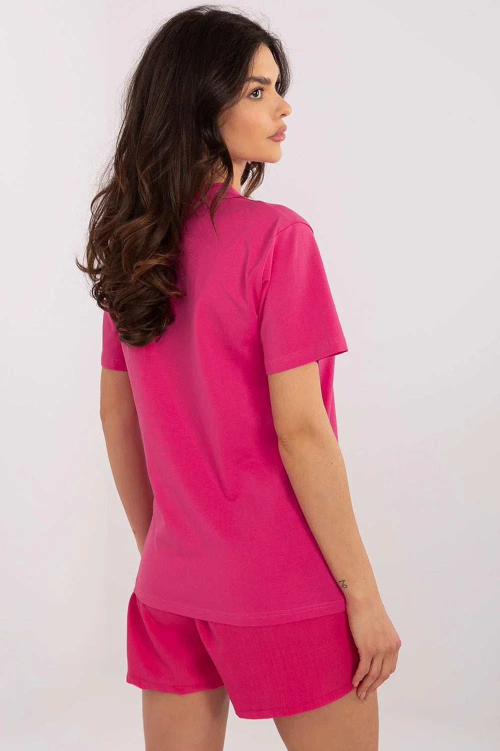 Women Crew-Neck Short-Sleeves T-Shirt – Stretchable - Pink -Guocali