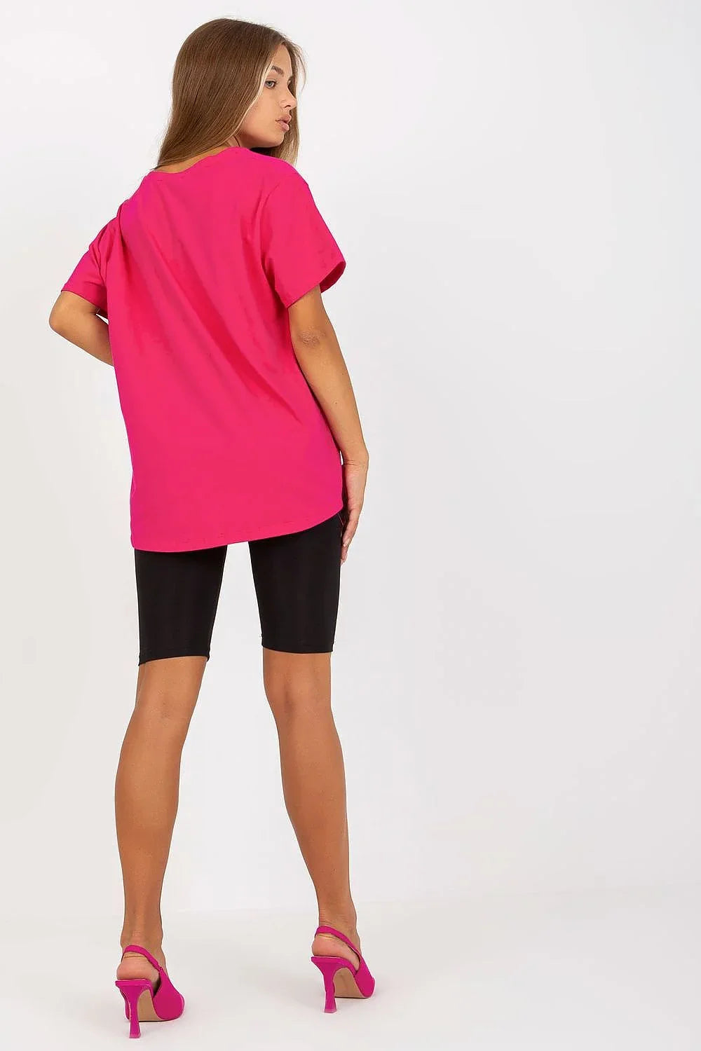 Women Crew-Neck Short-Sleeves T-Shirt – Stretchable - Pink -Guocali