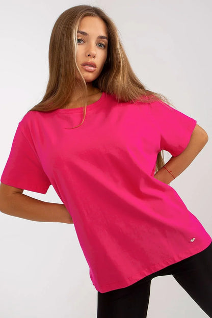 Women Crew-Neck Short-Sleeves T-Shirt – Stretchable - Pink -Guocali