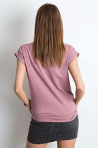 Women Crew-Neck Short-Sleeves T-Shirt – Stretchable - Pink -Guocali
