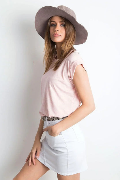 Women Crew-Neck Short-Sleeves T-Shirt – Stretchable - Pink -Guocali