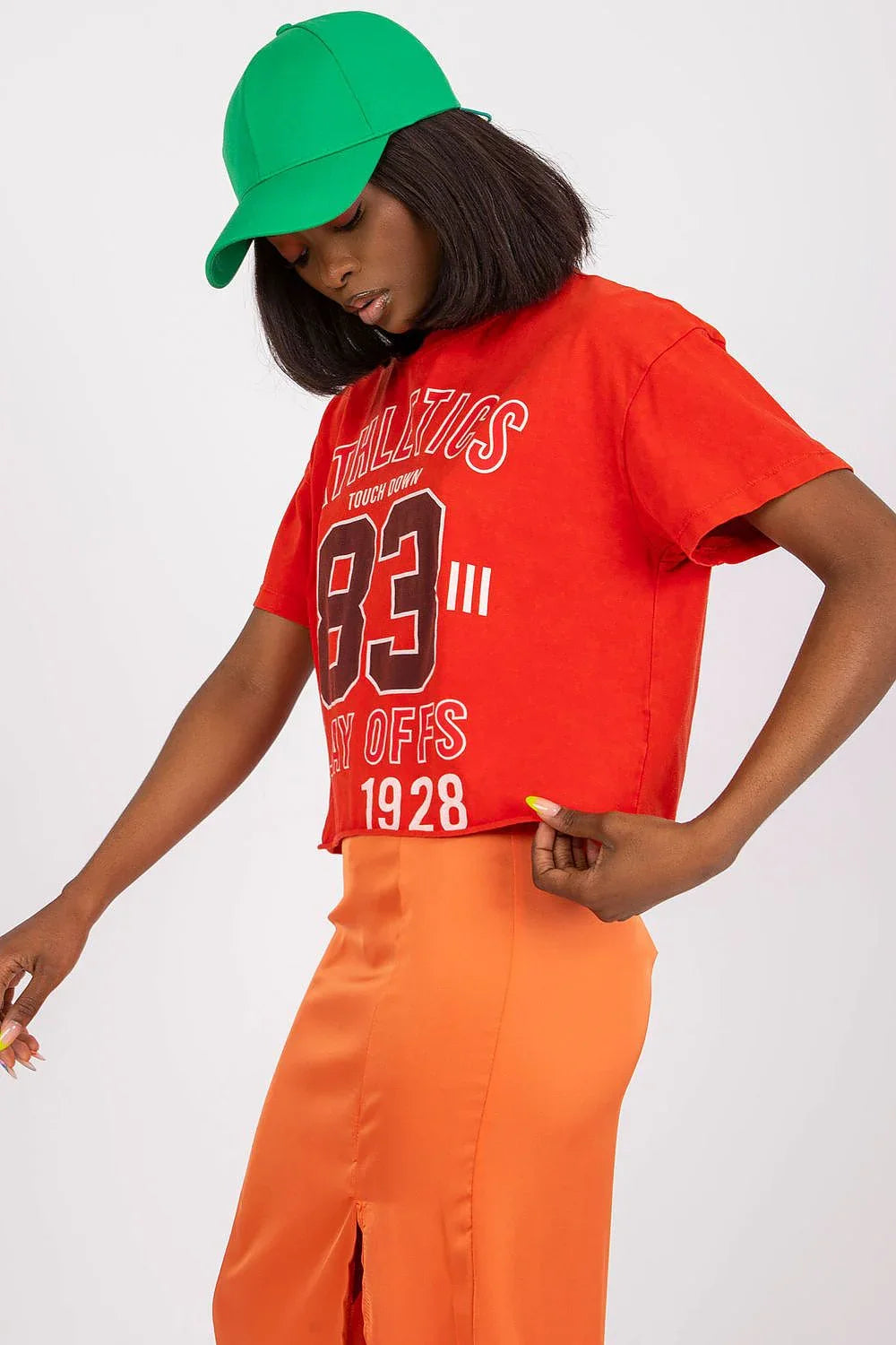 Women Crew-Neck Short-Sleeves T-Shirt – Stretchable - Red, White, Black -Guocali