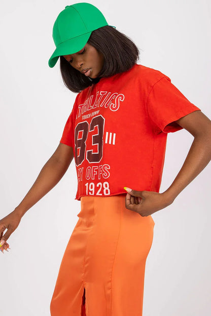 Women Crew-Neck Short-Sleeves T-Shirt – Stretchable - Red, White, Black -Guocali