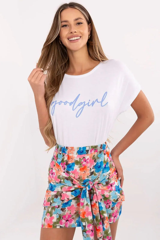 Women Crew-Neck Short-Sleeves T-Shirt – Stretchable - White -Guocali