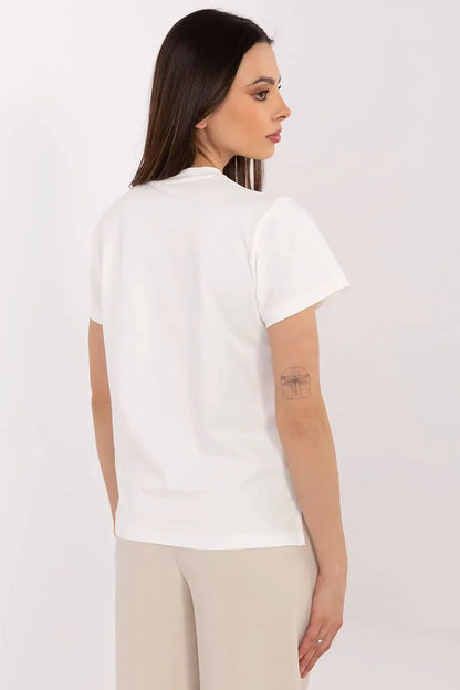 Women Crew-Neck Short-Sleeves T-Shirt – Stretchable - White, Gold, Peach -Guocali