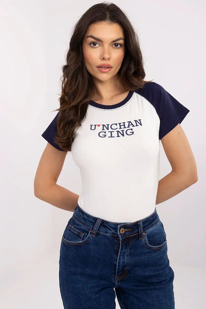 Women Crew-Neck Short-Sleeves T-Shirt – Stretchable - White, Navy -Guocali