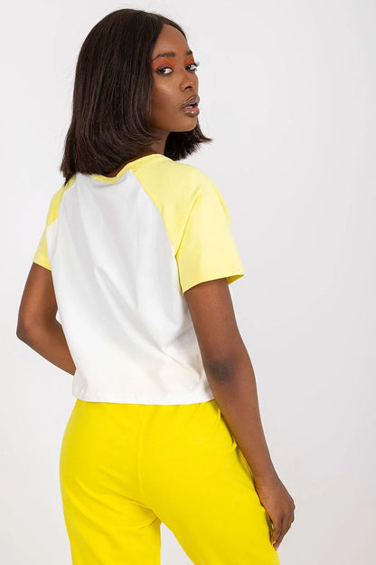 Women Crew-Neck Short-Sleeves T-Shirt – Stretchable - White, Yellow -Guocali