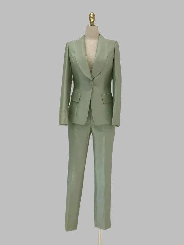Women Formal Pantsuit - Shawl Collar Trouser Suit -Guocali