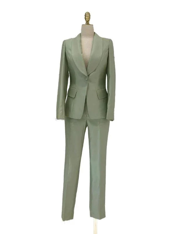Women Formal Pantsuit - Shawl Collar Trouser Suit -Guocali