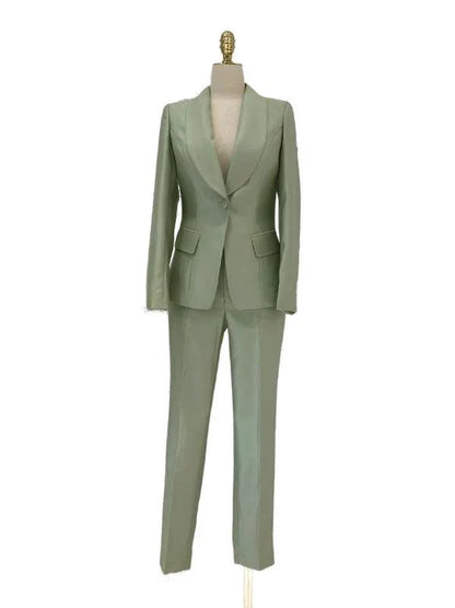 Women Formal Pantsuit - Shawl Collar Trouser Suit -Guocali