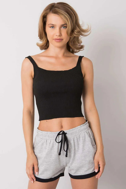Women Knit Top – Square-Neck Crop Top -Guocali