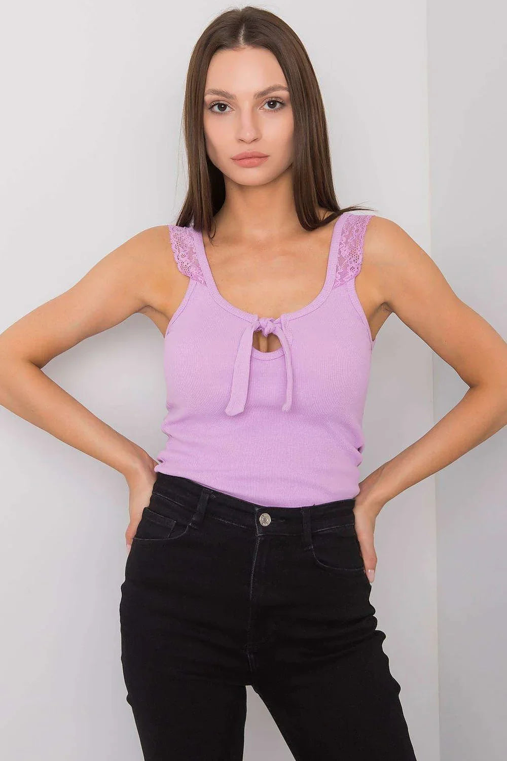 Women Lace Top – Round-Neck Lace Top -Guocali