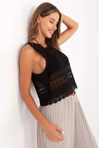 Women Lace Top – Round-Neck Lace Top -Guocali