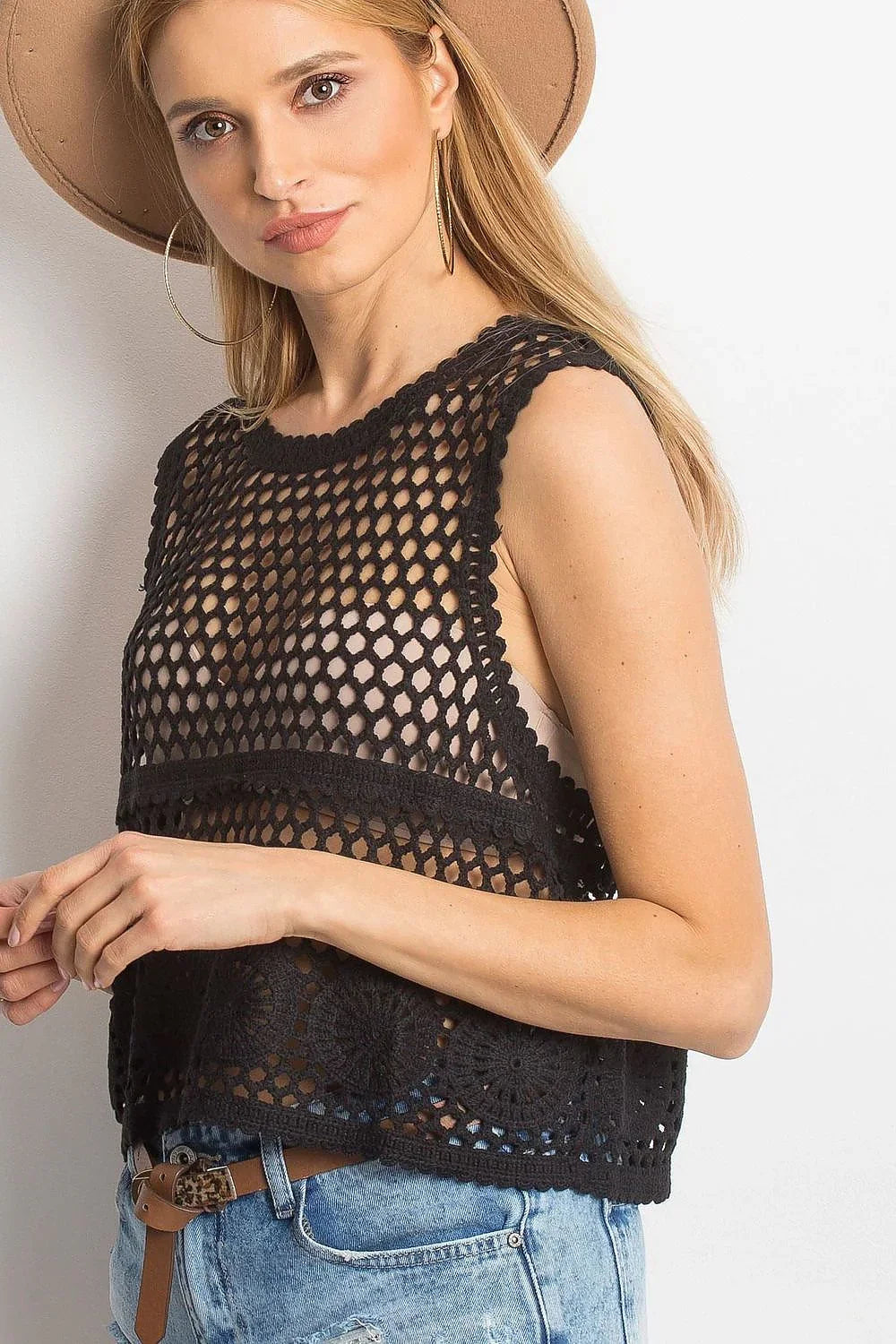 Women Lace Top – Round-Neck Lace Top -Guocali