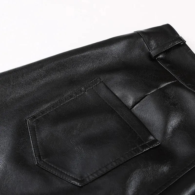 Women Leather Skirt - Mini Skirt -Guocali