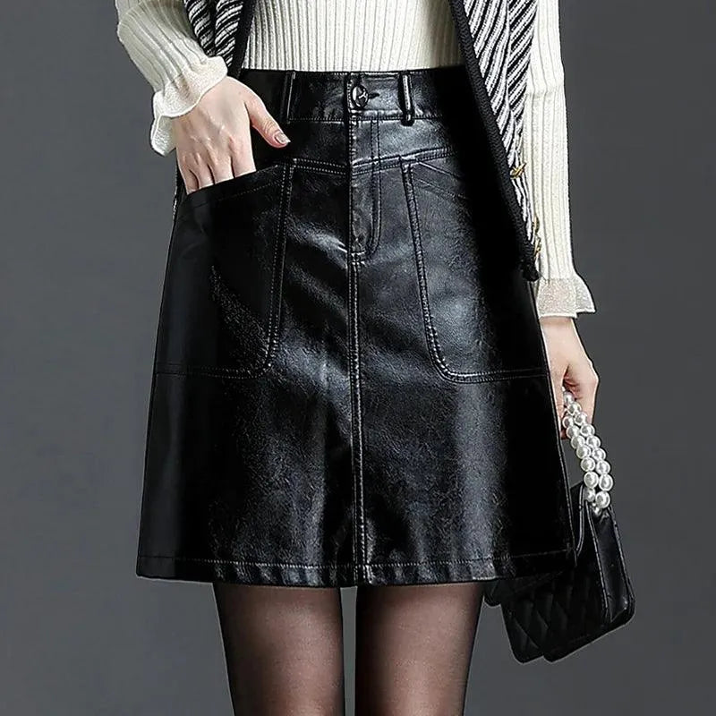 Women Leather Skirt - Mini Skirt -Guocali