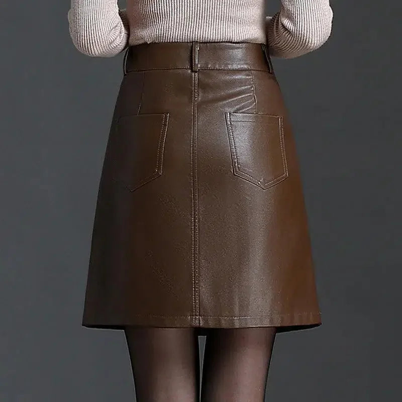 Women Leather Skirt - Mini Skirt -Guocali