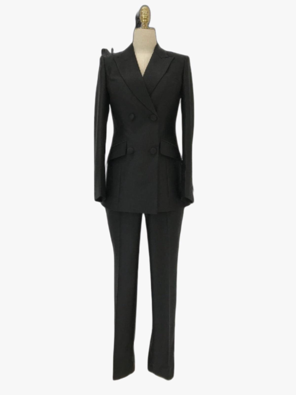 Women Pant Suit - Double-Breasted Trouser Suit - Pantsuit - Guocali