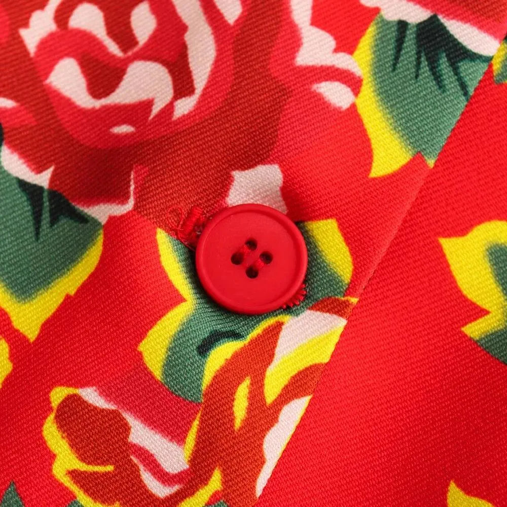 Women Pant Suit - Flower Embellished Trouser Suit -Guocali