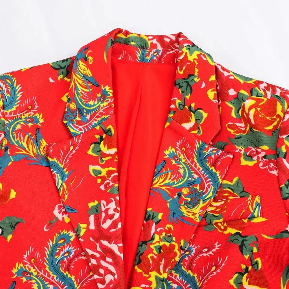 Women Pant Suit - Flower Embellished Trouser Suit -Guocali