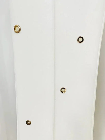 Women Pant Suit - Grommet Lapel Blazer Trouser Suit -Guocali