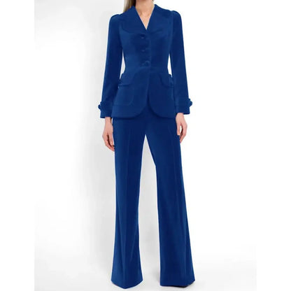 Women Pant Suit, Velvet Trouser Suit -Guocali