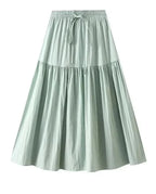 Women Pleated Skirt Lace-Up Elastic - High Waist Midi Women Skirt