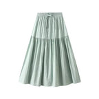 Women Pleated Skirt Lace-Up Elastic - High Waist Midi Women Skirt